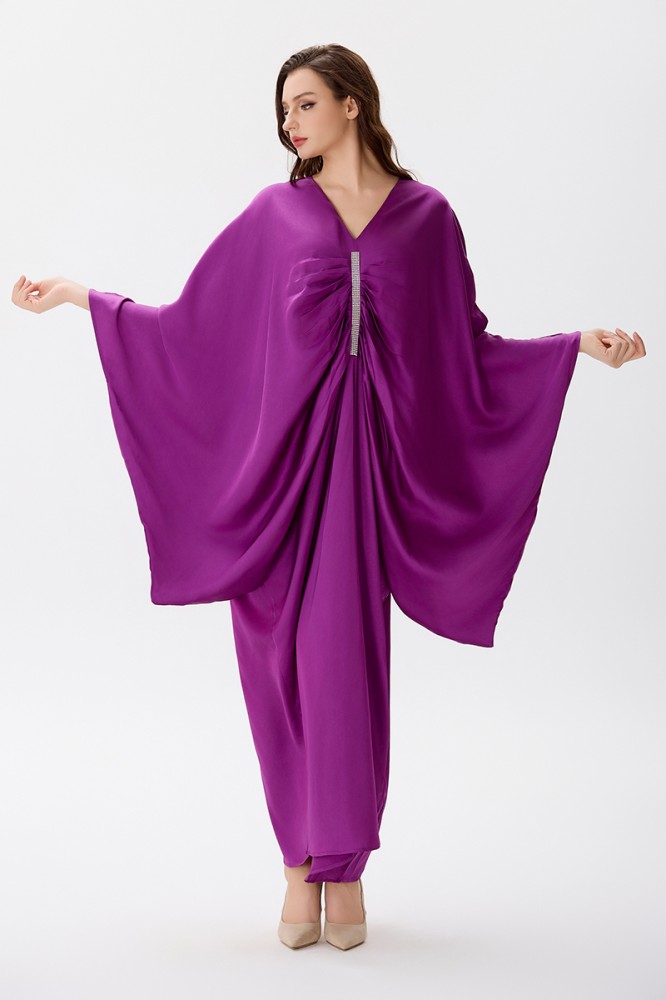 Galabeya satin with butterfly design