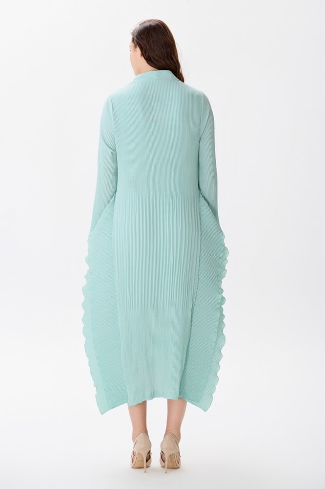 A two-piece dress with a pleated skirt