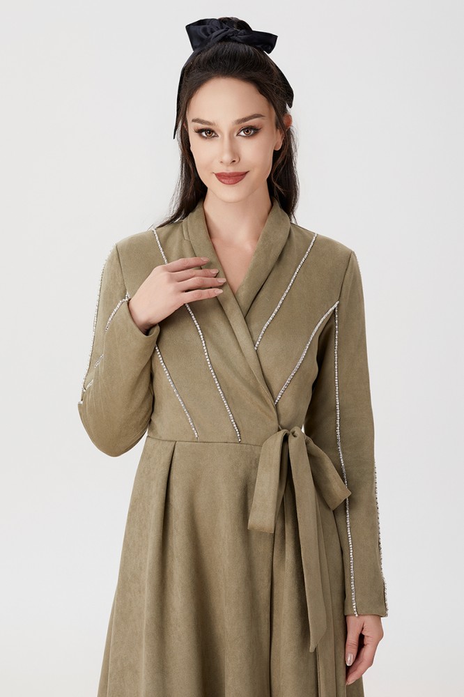 Khaki suede dress