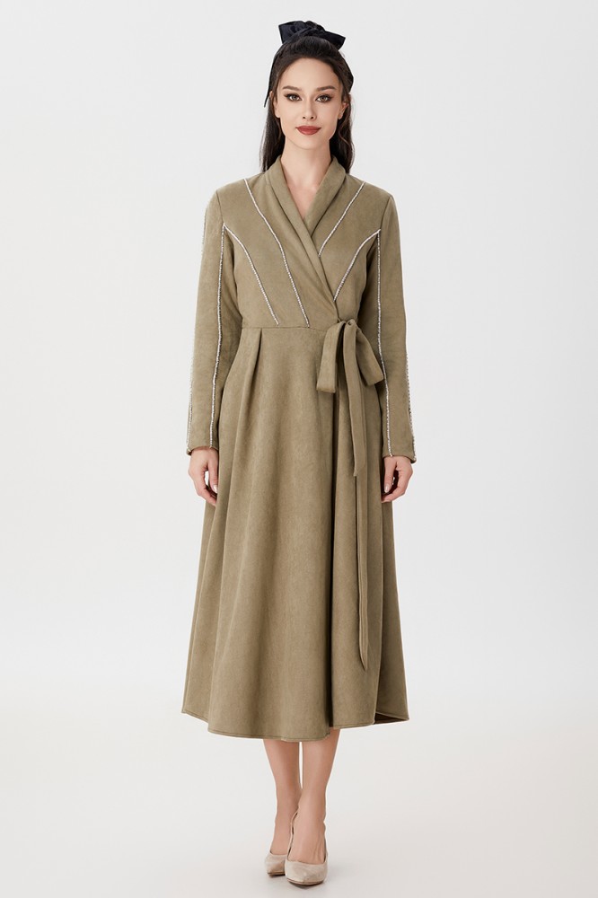 Khaki suede dress