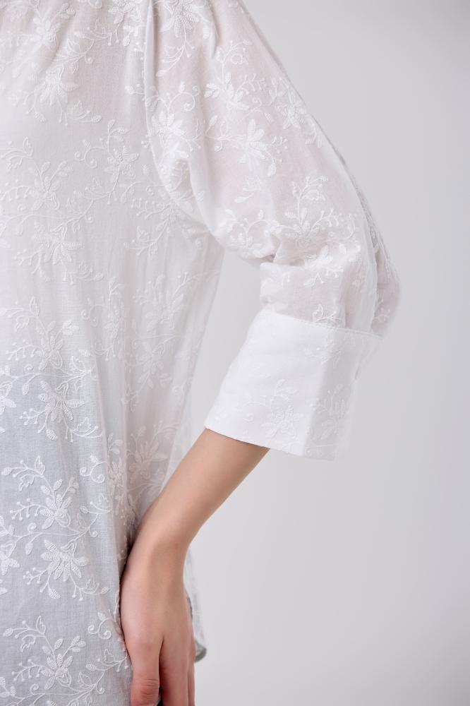 Off-white cotton blouse with embroidery