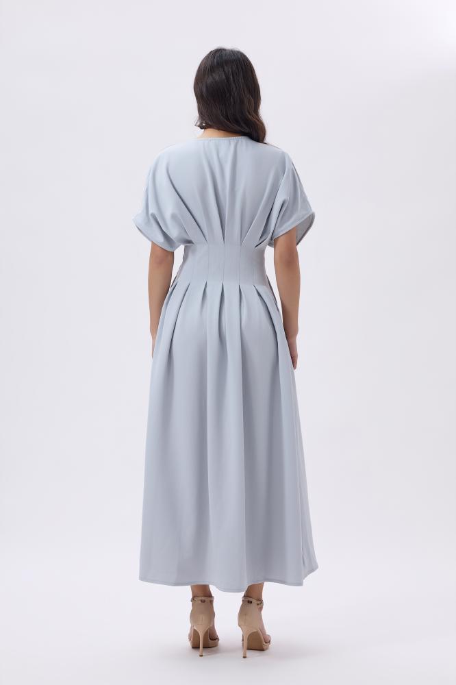 Light green midi dress with a corset design