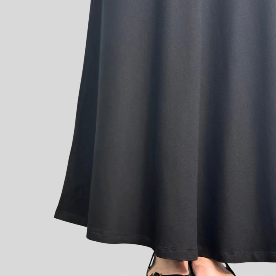 Black cotton flared skirt