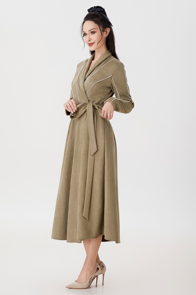 Khaki suede dress