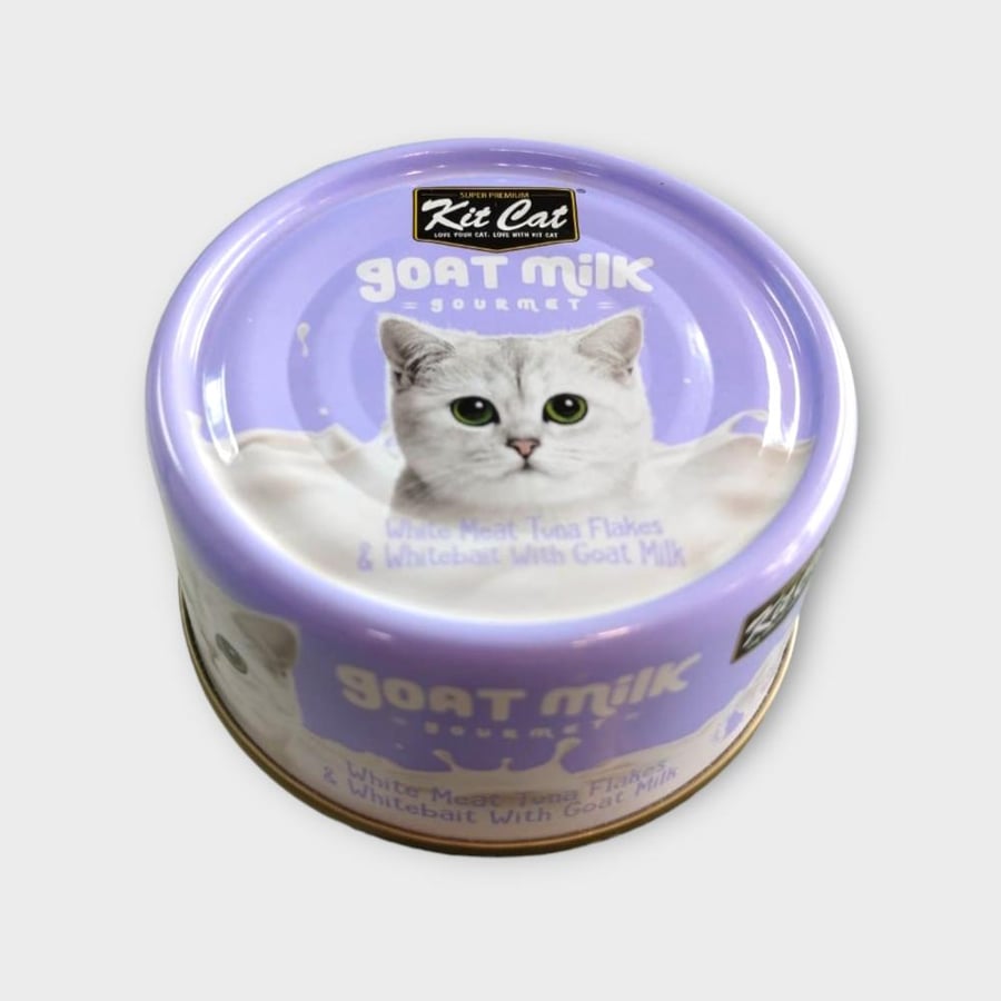 Kit Cat goat milk KC2302 White Meat Tuna Flakes & Whitebait 70g معلبات أكل قطط