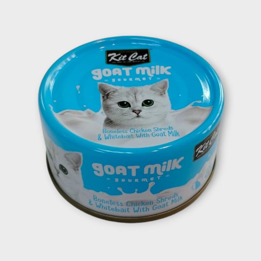 Kit Cat goat milk KC2241 Boneless Chicken Shreds & Whitebait 70g canned cat food