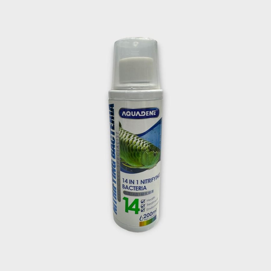 AQUADENE 14 Nitrifying Bacteria 200ml FISH MEDICINE أدوية أسماك الزينة "محلول البكتيريا النافعة"
