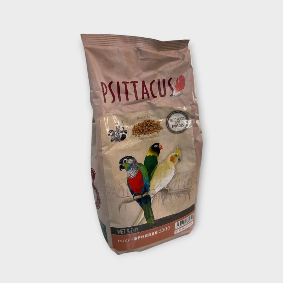 PSITTACUS Wet Dry micro SPHERES 20/10 BIRD FOOD 800g سيتاكوس أكل طيور الزينة