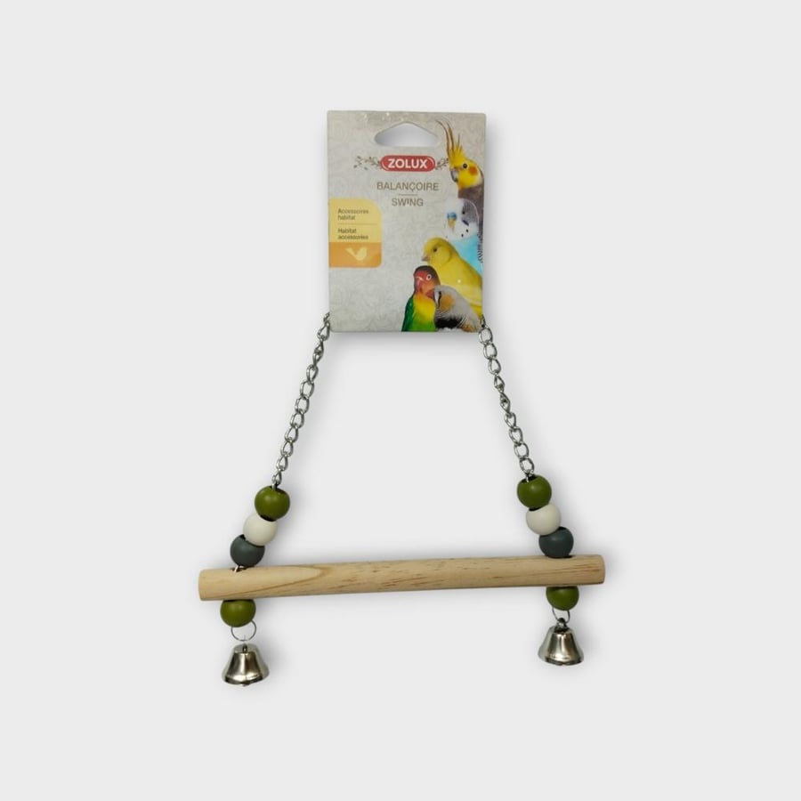 ZOLUX #134013 Wooden Swing with Metal Chain BIRD TOY لعبة لطيور الزينة
