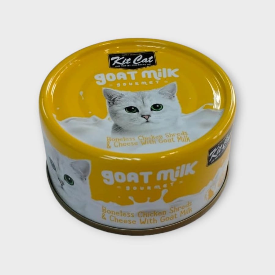 Kit Cat goat milk KC2265 Boneless Chicken Shreds & Cheese 70g معلبات أكل قطط