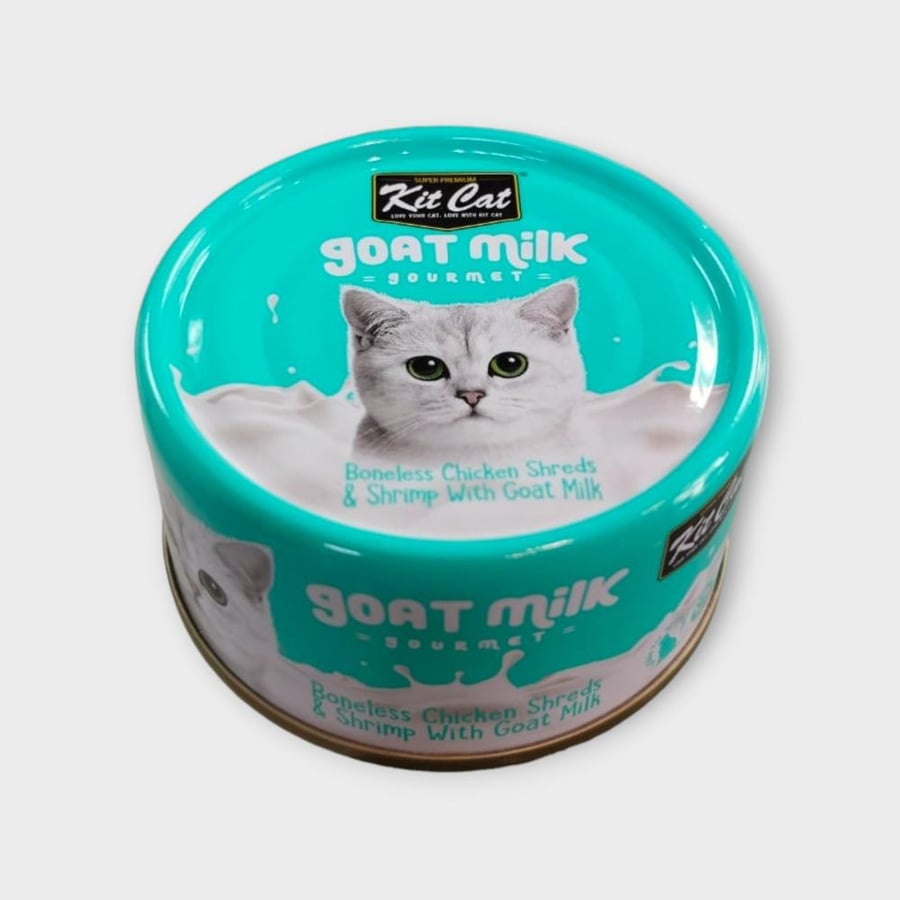 Kit Cat goat milk KC2289 Boneless Chicken Shreds & Shrimp 70g معلبات أكل قطط