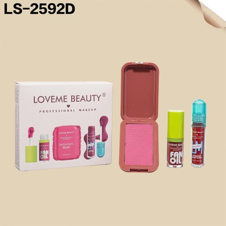 طقم مرطب وملمع واحمر شفاه سائل واحمر خدود 3*1 - من لافمي بيوتي -LS2592D