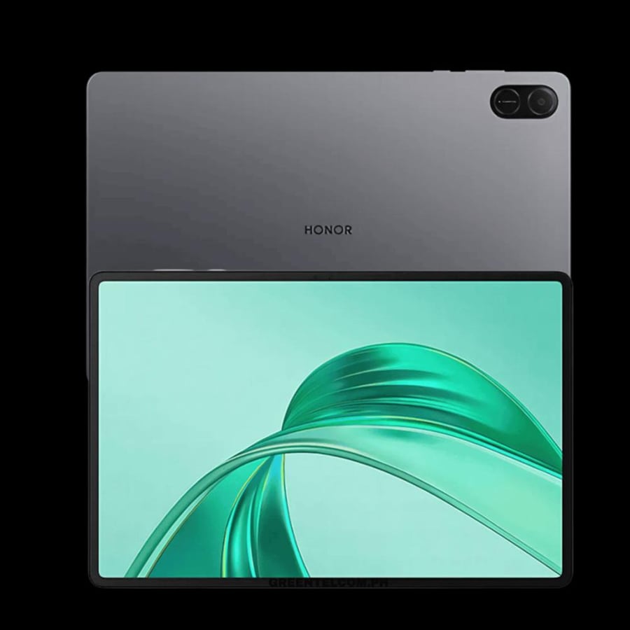 تابلت HONOR Pad X8a رمادي من الأمام والخلف مع الكاميرا الخلفية ظاهرة