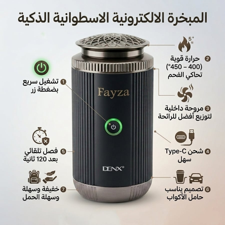 مبخرة الكترونية اسطوانيه اسود
