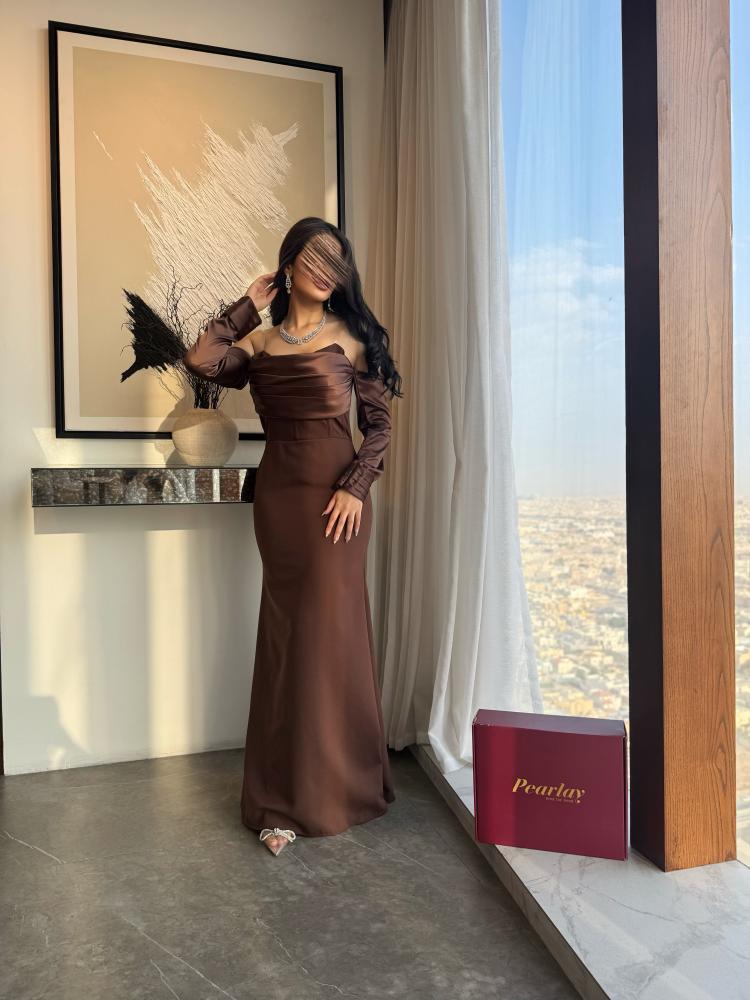 فستان سهره بني باكمام