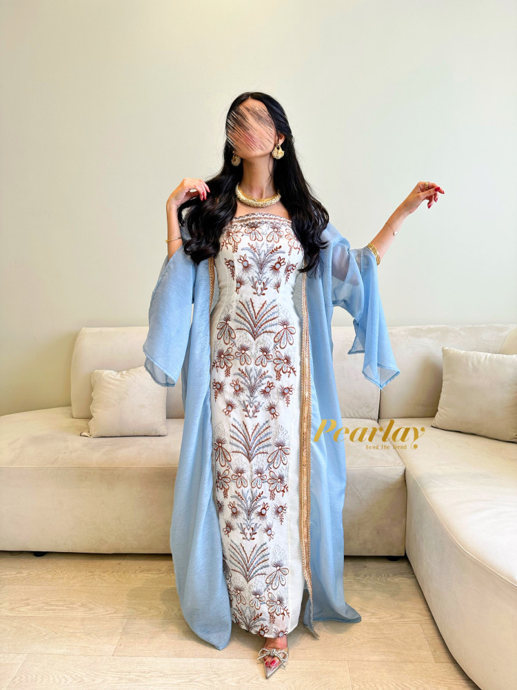جلابيه رمضانيه قطعتين سماوي