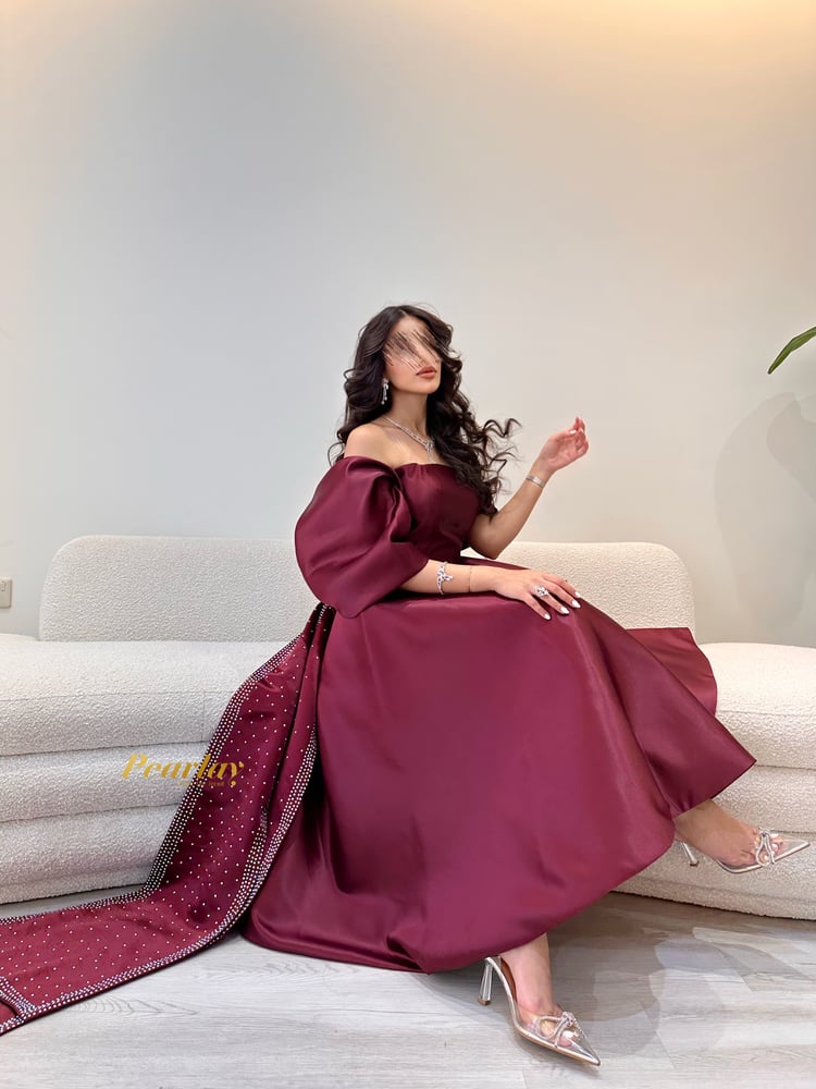 فستان قطعتين عنابي ميدي