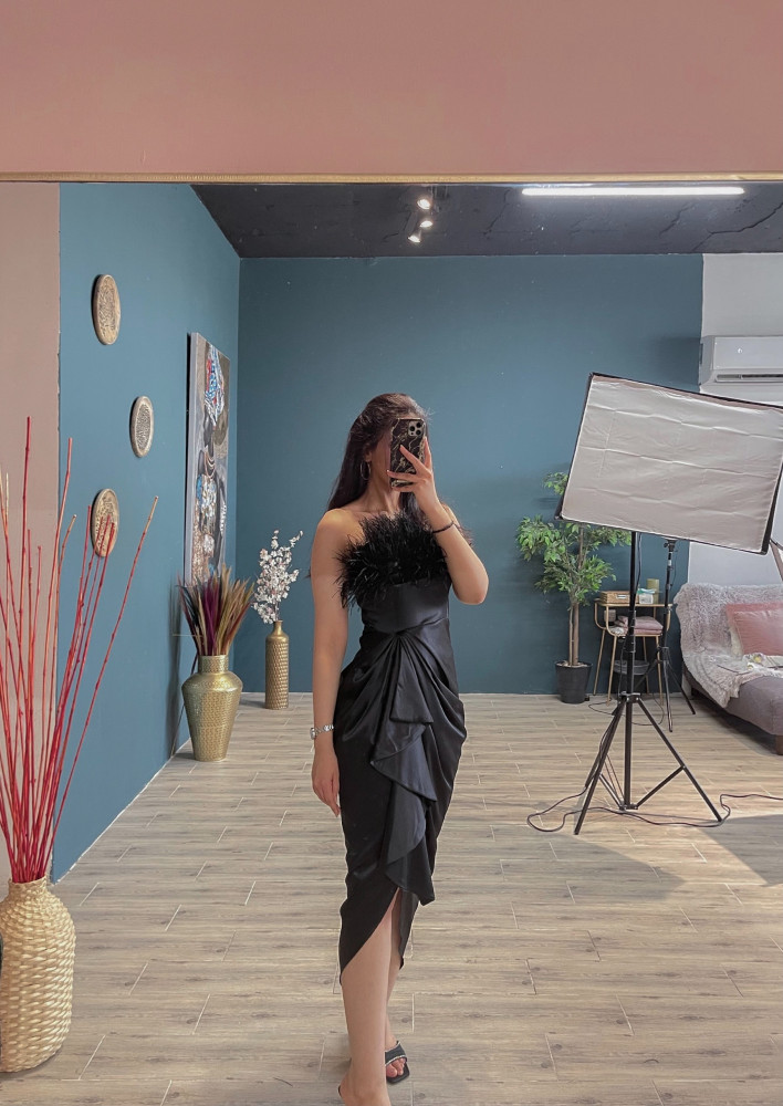 Plume black dress
