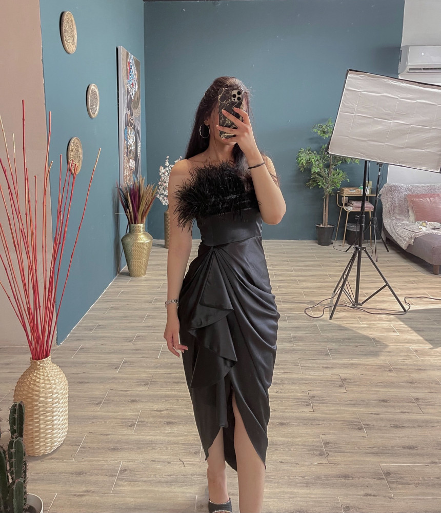 Plume black dress