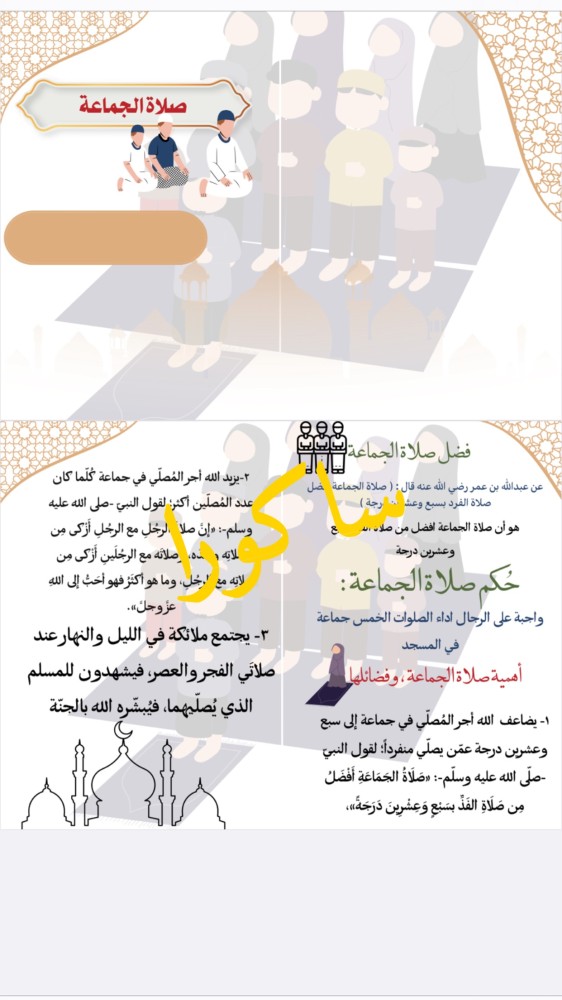 صلاه الجماعه فقه صف ثالث