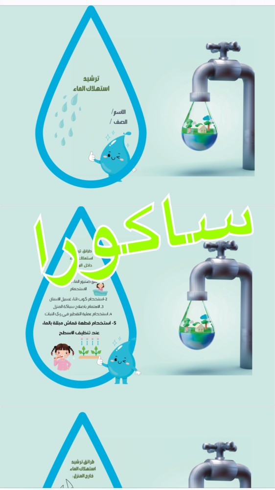 مطوية ترشيد استهلاك الماء صف ثاني