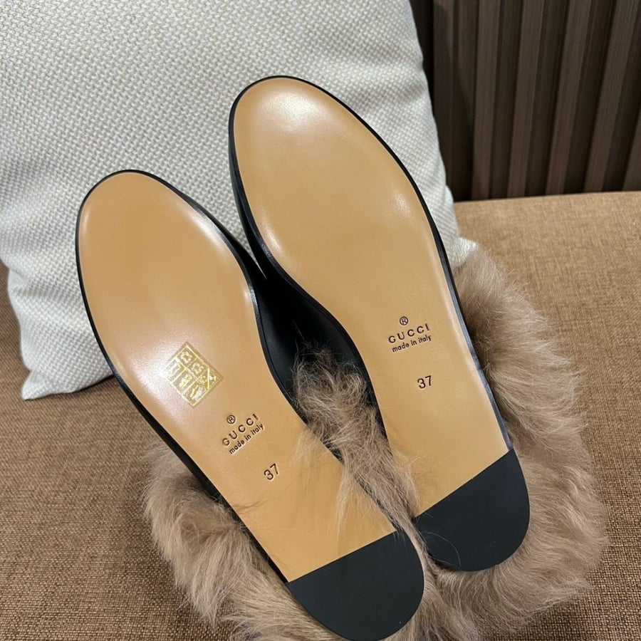 Gucci Princetown shearling leather mules