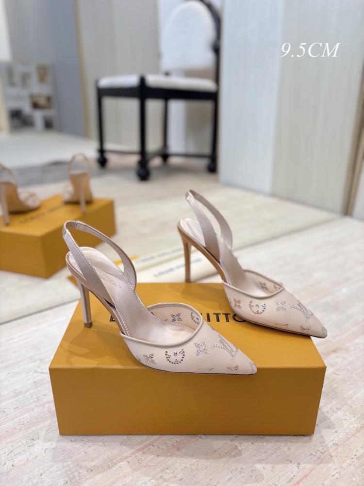 Lv heels بكعب عالي 9 5 سم مع تفاصيل لامعة على صندوق الماركة