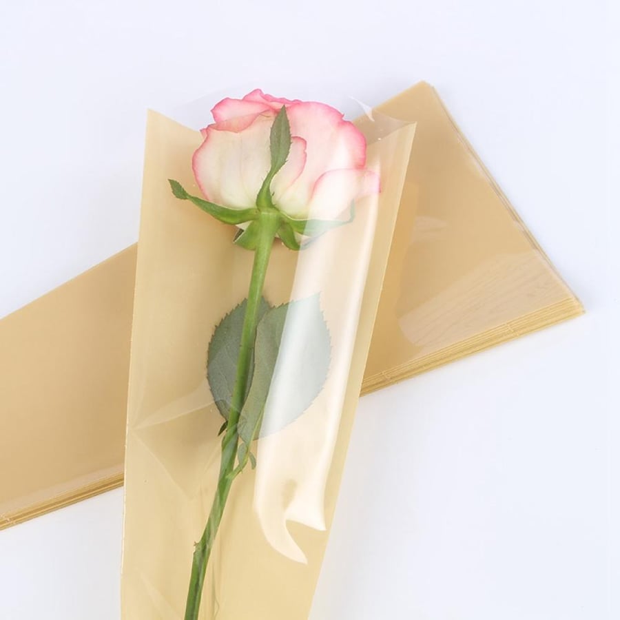 Plastic wrapping for single flowers beige (50 pieces)