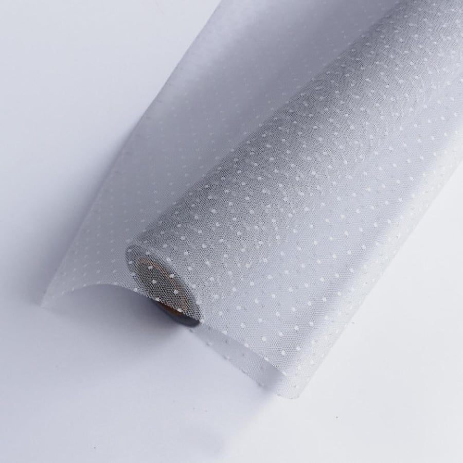 Gray dotted burlap wrapping roll