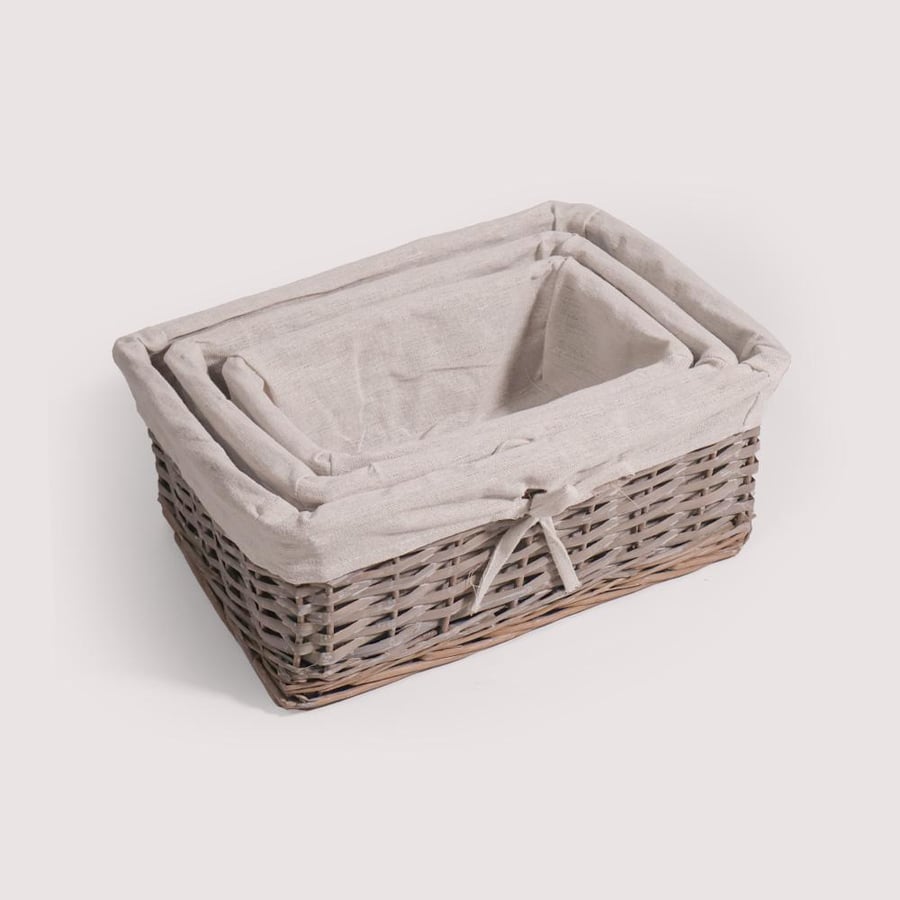 Set of 3 rectangular gray baskets