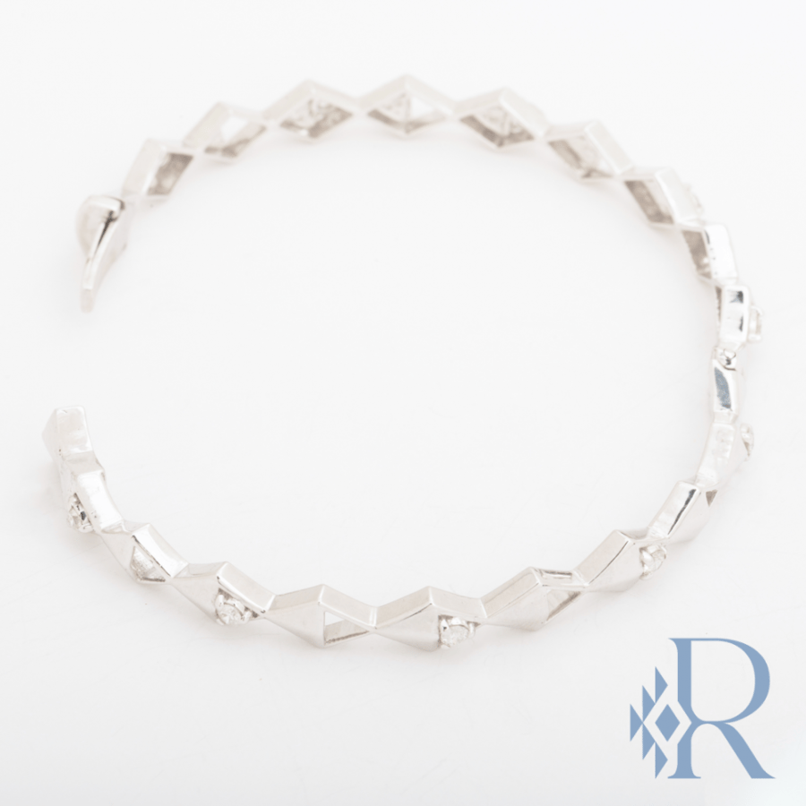 FSB:02 Silver Bracelet with diamonds - اسوار فضية مع الماس