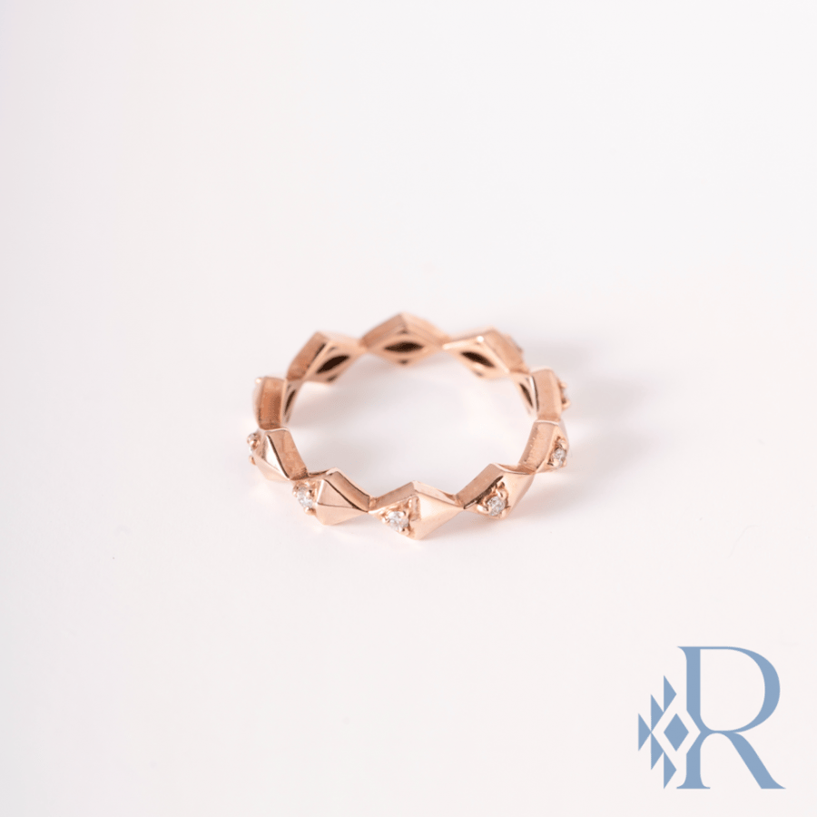 RRD:24 Rose Gold Ring with Diamonds - خاتم روز  قولد مع الماس