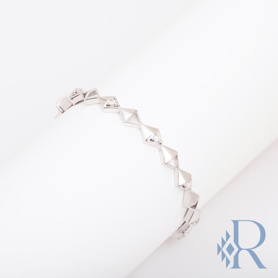 FSB:02 Silver Bracelet with diamonds - اسوار فضية مع الماس
