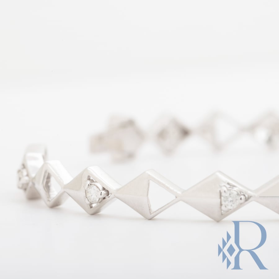 FSB:02 Silver Bracelet with diamonds - اسوار فضية مع الماس