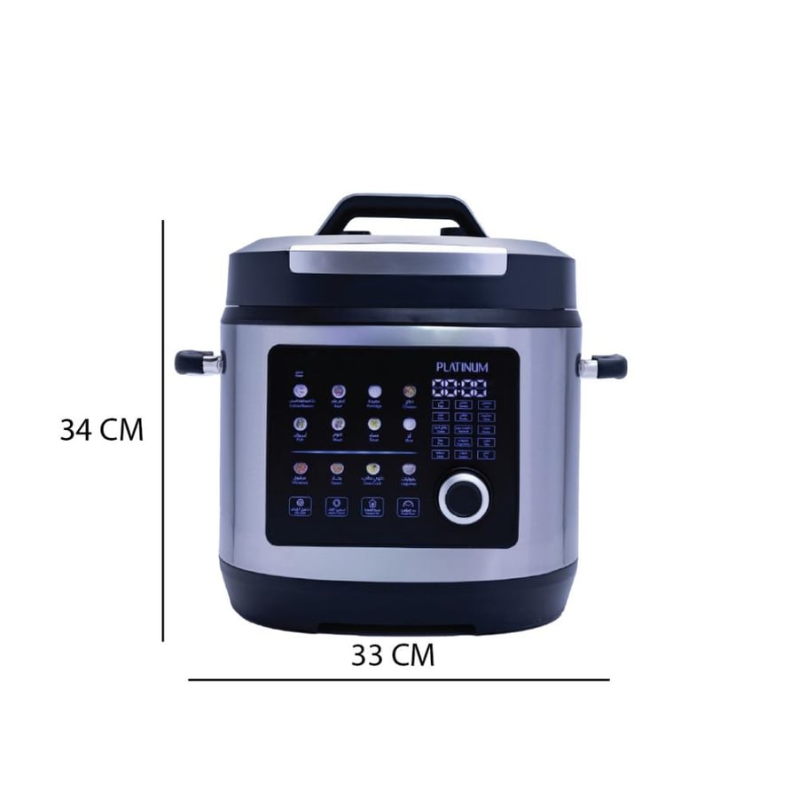 Platinum EPC 6170 Electric Pressure Cooker, Touchscreen Display with Colorful, 24 Pre-Set Cooking Programs, 6L, 1000 Watts - Black