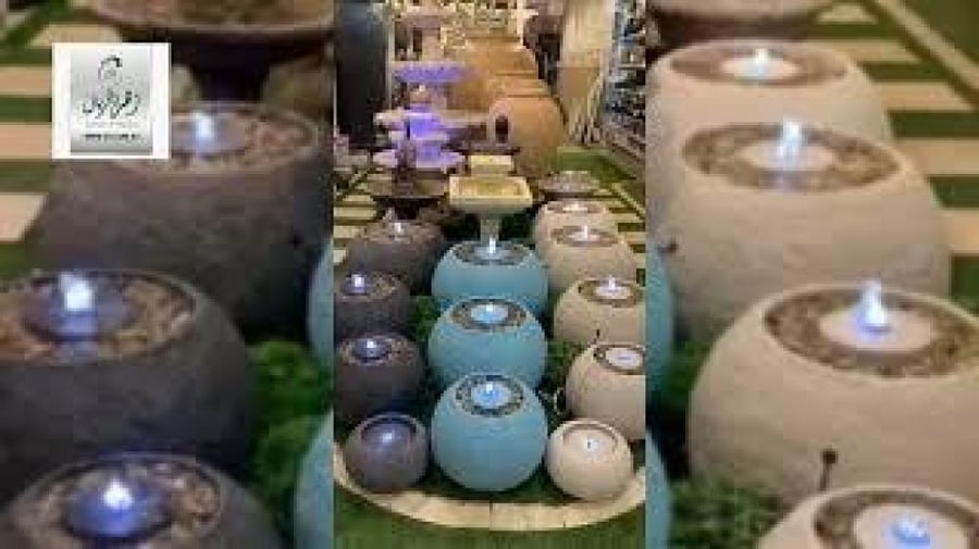 نافورة مودرن كروية مزودة بأضاءة