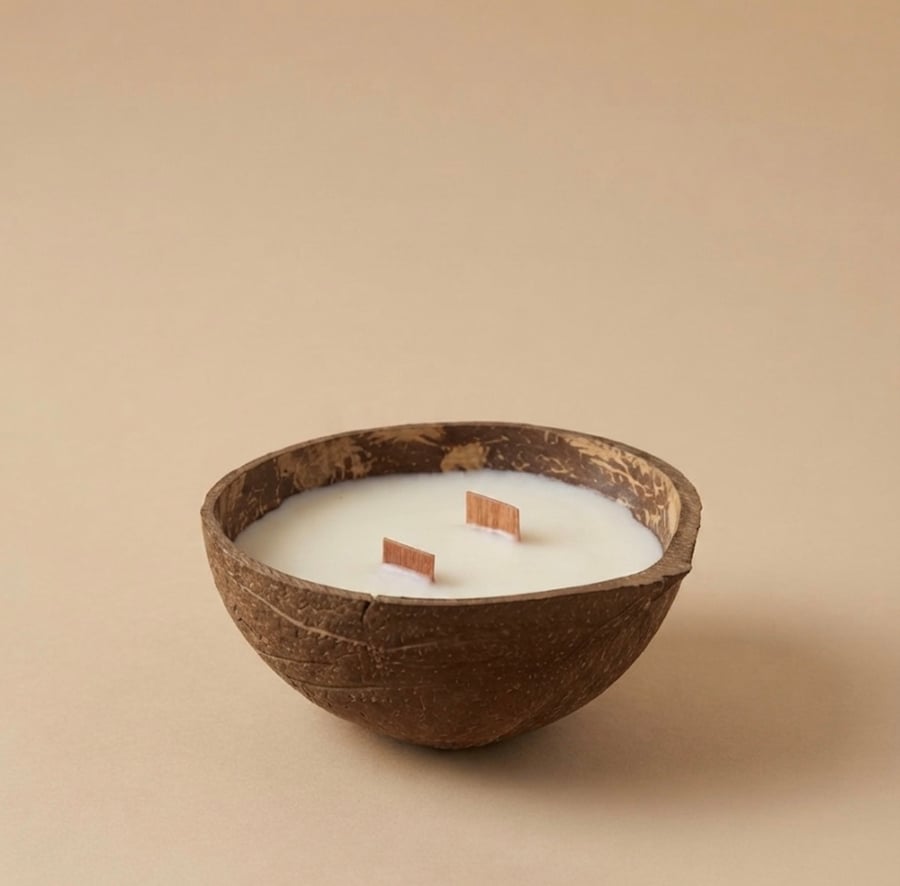 Coconut shell candle