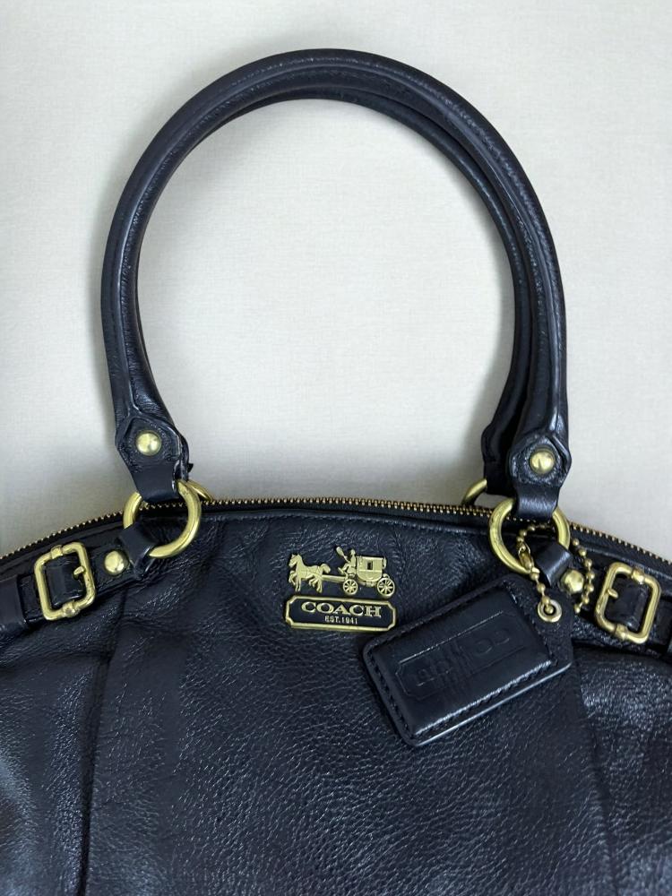Coach F15653 Ashley Carriage Black Leather Satchel