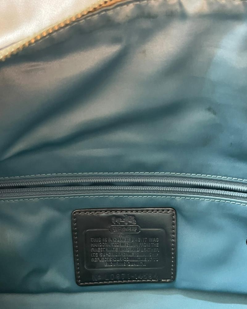 Coach Metallic Gold Shoulder Bag with Chain and Leather Strap