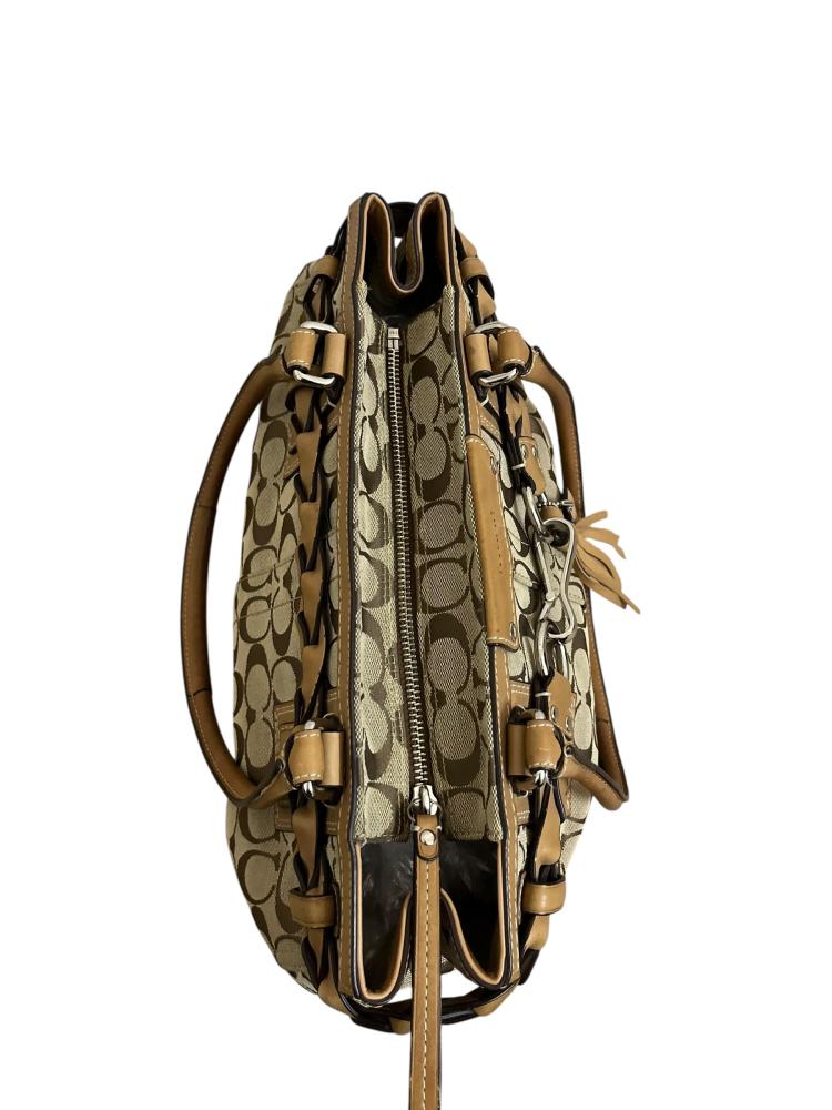 COACH C Signature Canvas Leather Hampton Shoulder Tote Bag A0932-F13065