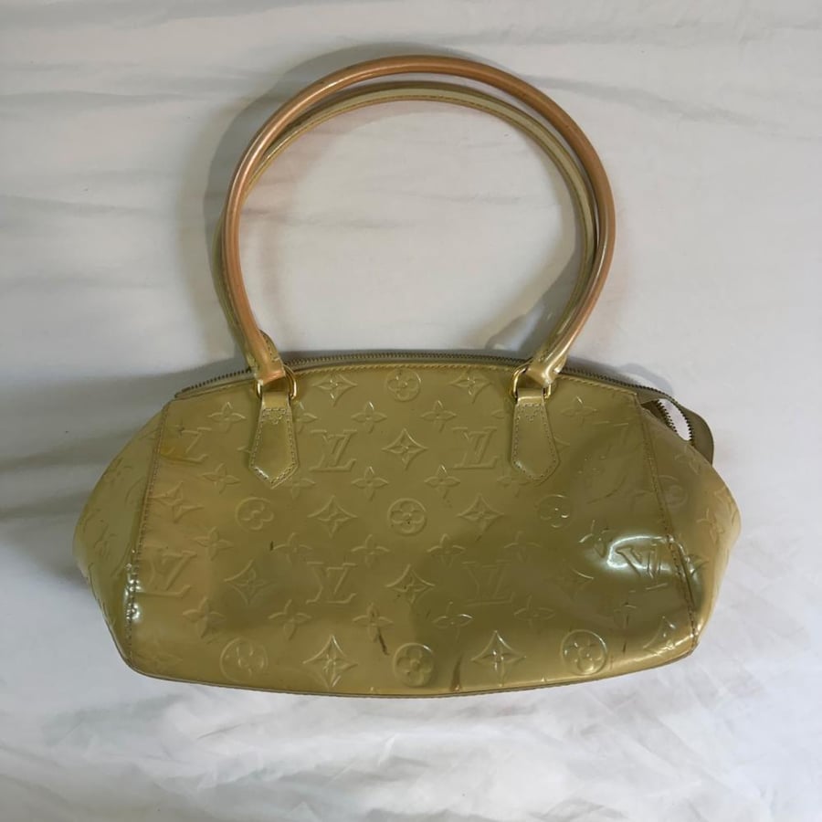 Louis Vuitton Yellow Monogram Vernis Leather Handbag
