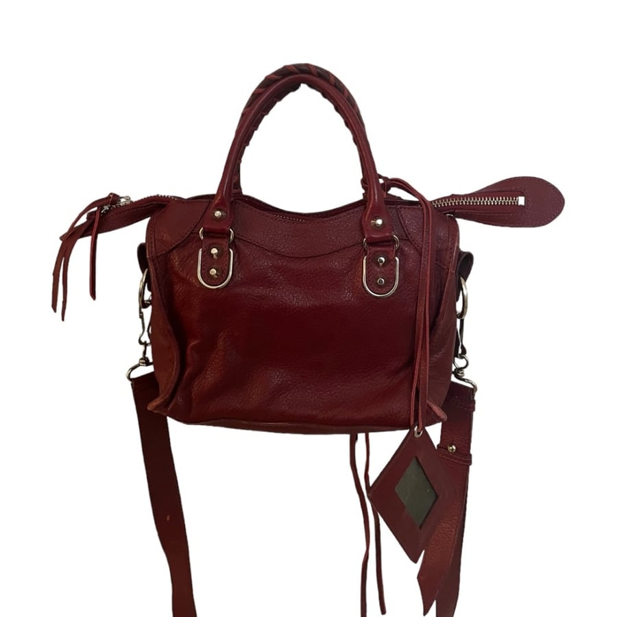 Balenciaga Red Leather Mini Classic Metallic Edge City Bag