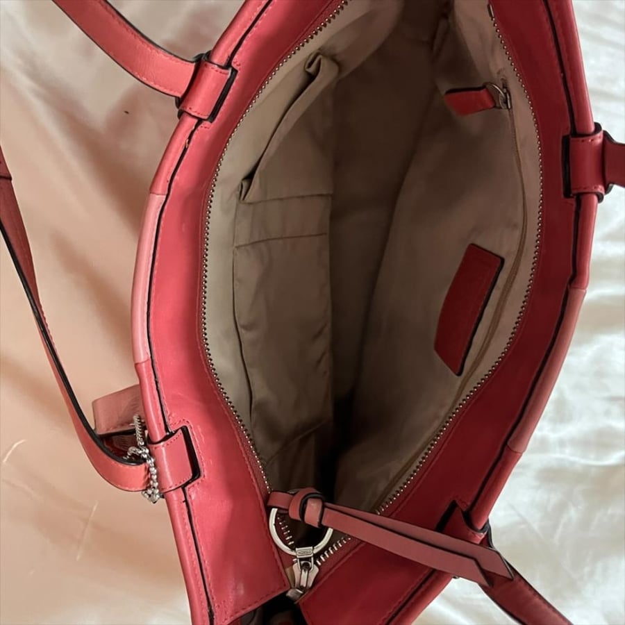 Coach Pink Two-Tone Leather Tote Bag