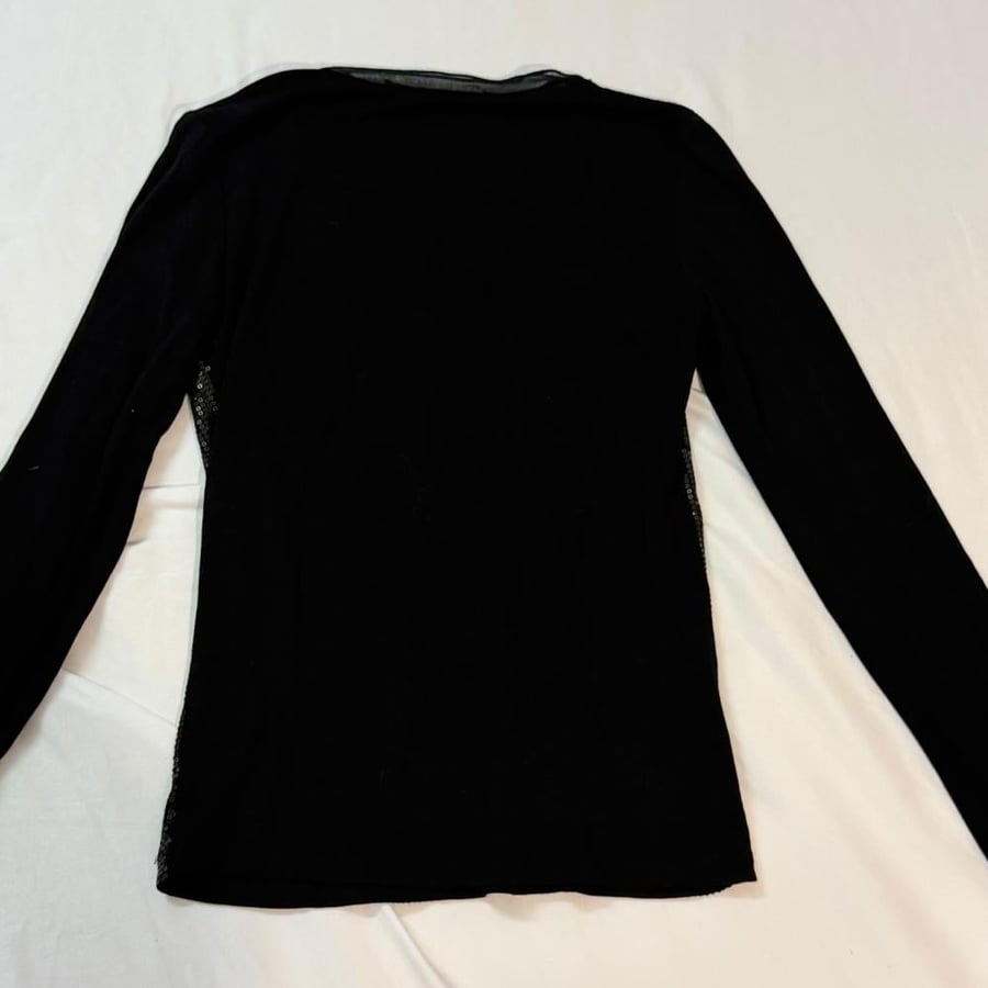 BGN Studio Black Sequin Long Sleeve V-Neck Top - Size M