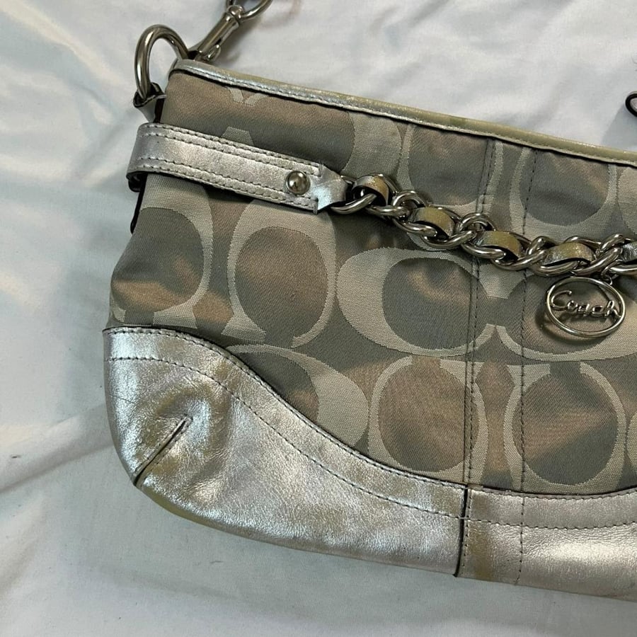 Coach Grey Monogram Crossbody Bag with Silver Trim