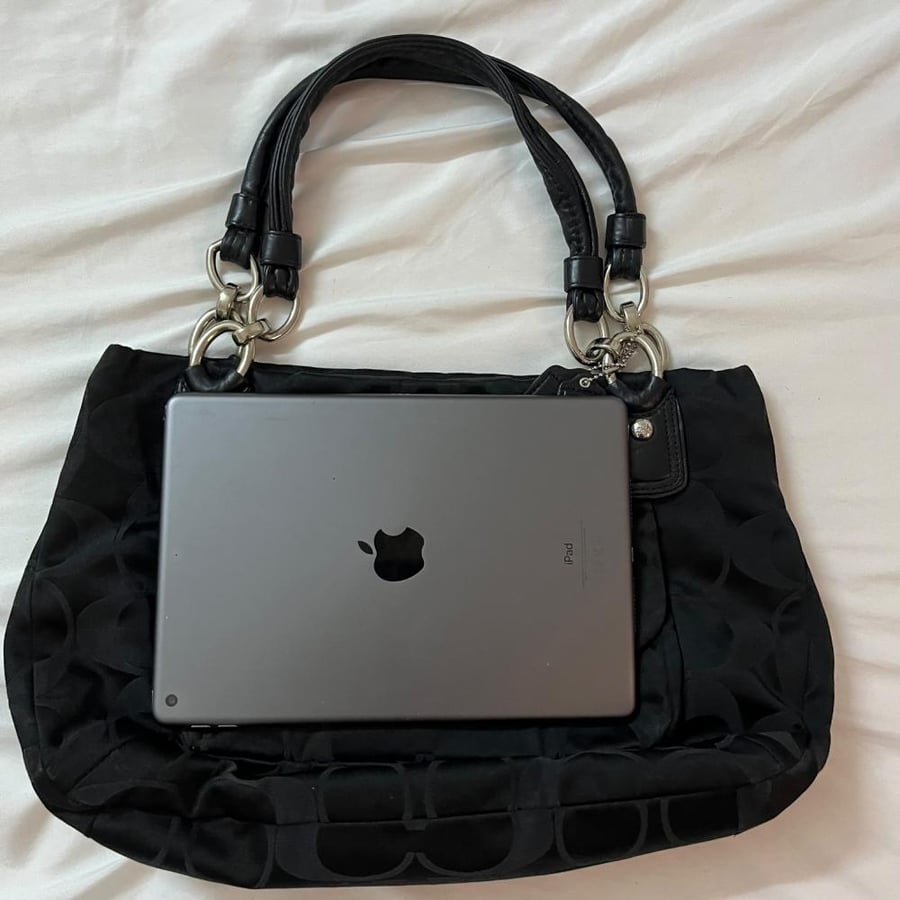Coach Black Monogram Fabric Shoulder Bag