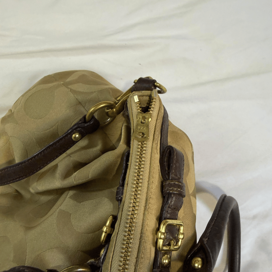 Coach Beige Monogrammed Satchel Bag