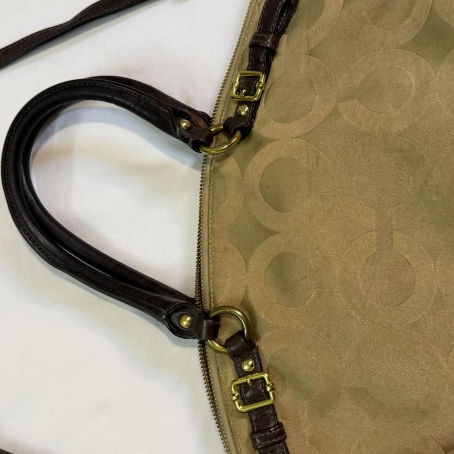 Coach Beige Monogrammed Satchel Bag