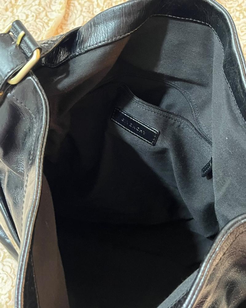 Givenchy Black Crinkled Leather Pocket Shoulder Bag