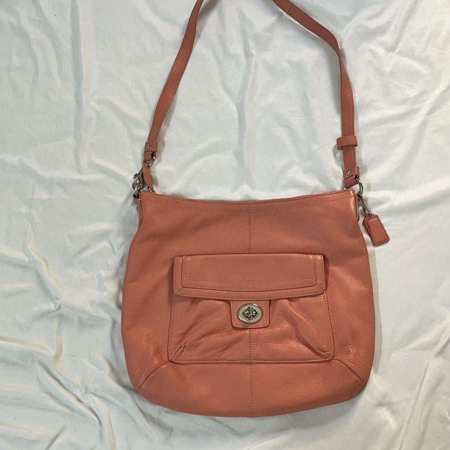 Coach Coral Leather Crossbody Bag with Front Pocket